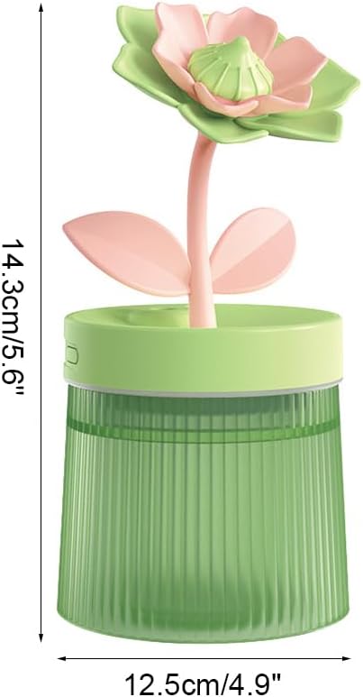 Flower Mist Humidifier, 260ML Mini Desk Humidifier 2 Misting Modes Auto-Off Portable Humidifier with Colorful Light for Car Office Home Bedroom