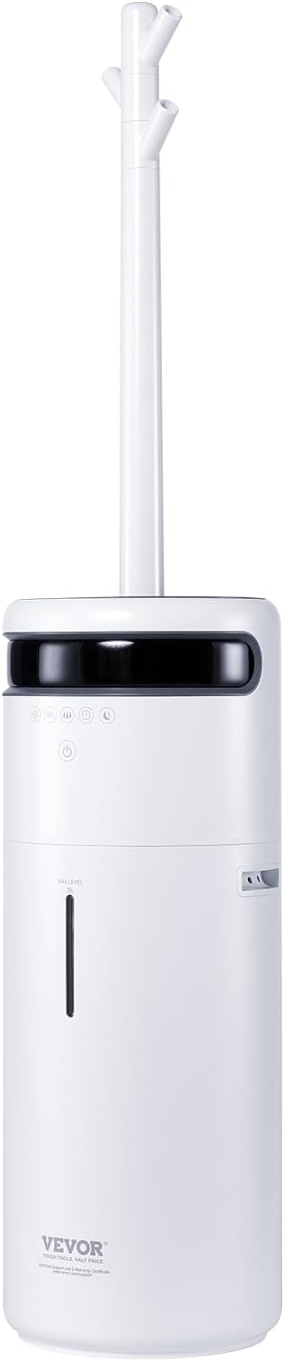 VEVOR Humidifier for Home Large Room, Commercial Humidifier for Whole House 1291.7 sq ft, 16L Water Tank & Night Light & 12h Timer & Auto Shut-Off, Greenhouse, Commercial Branch Tube w/ 360° Nozzle