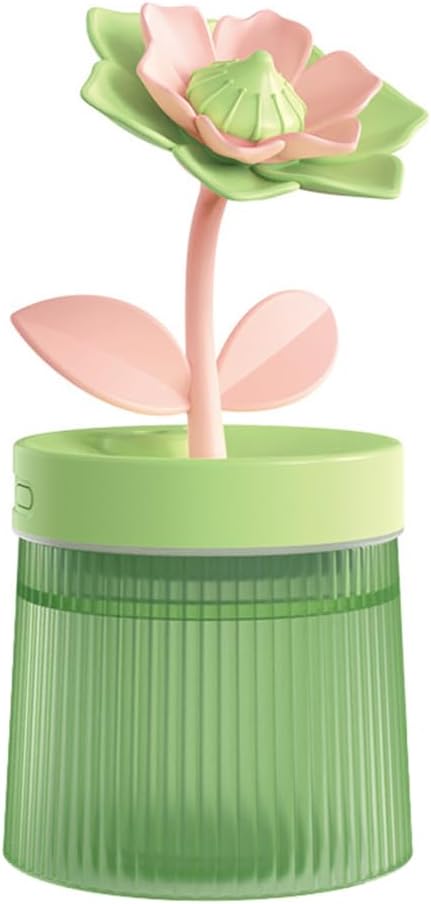 Flower Mist Humidifier, 260ML Mini Desk Humidifier 2 Misting Modes Auto-Off Portable Humidifier with Colorful Light for Car Office Home Bedroom