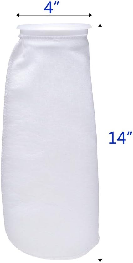 ALEGI Aquarium Filter Socks 4 inch by 14 Inch Long, 200 Micron - 4 Inch Ring Aquarium Felt Filter Bags - 4Pack