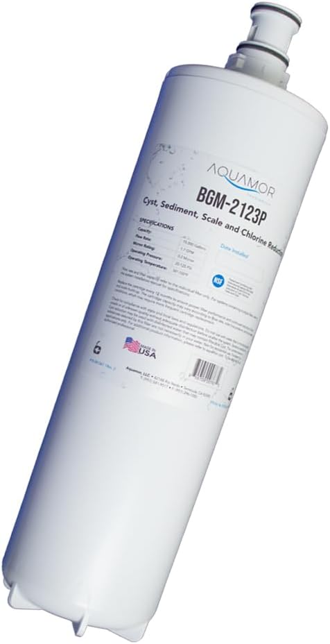BGM-2123P Water Filtration Replacement Cartridge for Commercial Ice Maker HF20-s High Flow Series Reduces Sediment, Chlorine, Taste, Odor, Cysts, and Scale.