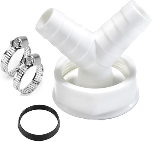 1-1/2 Inch Dishwasher Drain Hose Adapter Y Piece with Clips Kit, Pipe Connector Kit, Pipe Clips, Sink Adapter for Washing Machine