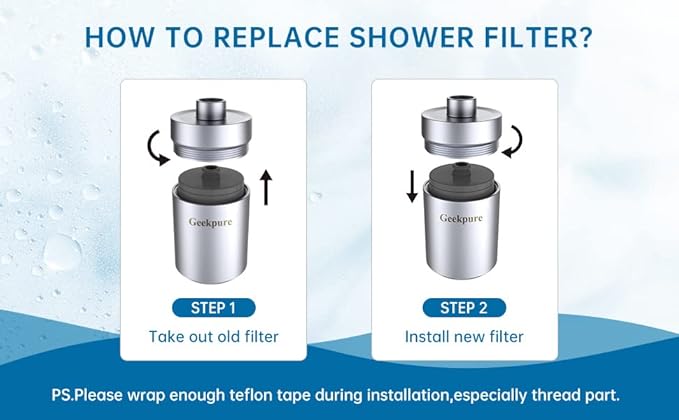 Geekpure 5-stage Shower Filter Reduces Chlorine Odor Rust - Improves Skin Hair Condition