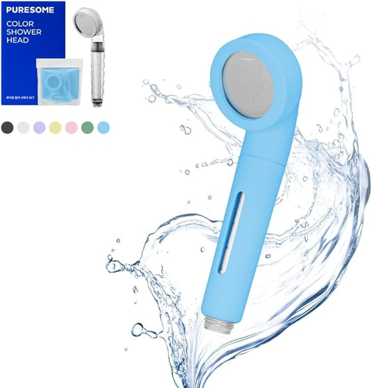 BODYLUV - Puresome Handheld Shower Head (Ver.1), Strong Water Pressure, Water Saving Filter For Bathroom (Handheld Shower Head with Silicon Cover) (Sky Blue)