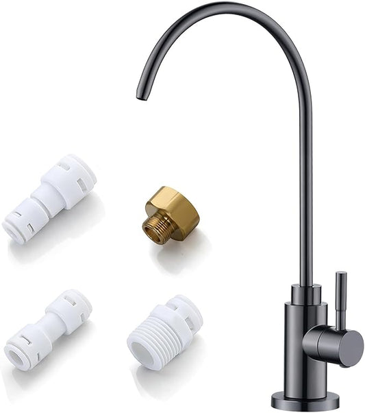 Water Filter Faucet, VMASSTONE Reverse Osmosis Faucet Fits Most RO Units or Water Filtration System in Non-Air Gap, Lead-Free Stainless Steel Drinking Water Faucet for Bar Kitchen Sink, RV (DM001 CG)
