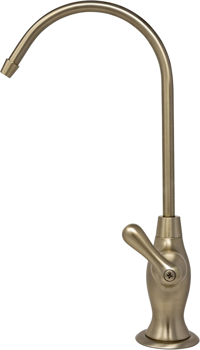 Water Filtration Faucet Reverse Osmosis Non Air Gap Drinking Water Filtration System Water Dispenser Spout (Champagne Gold) Vase Style with Drinking Water Faucet Wrench RO-FW148