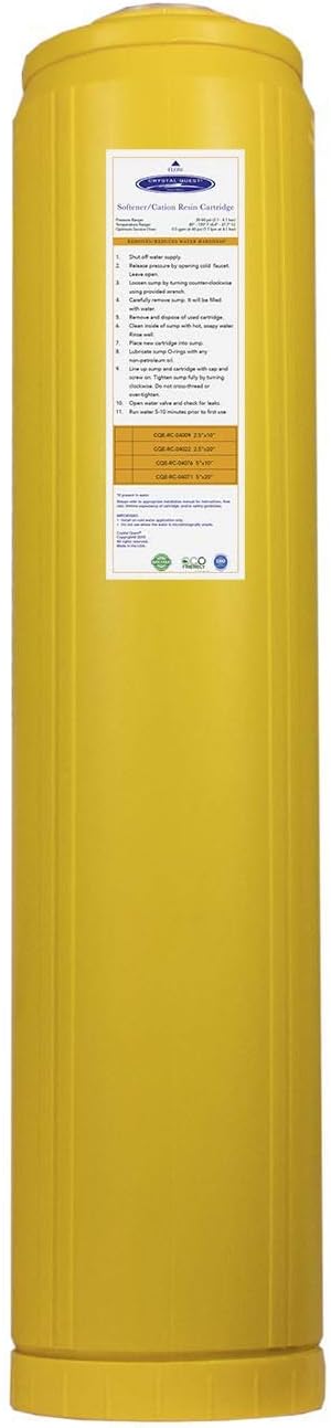 Crystal Quest Cation Resin Softener Filter – Reduces Hard Water, Prevents Scale Buildup, Protects Plumbing & Appliances, Enhances Water Quality, Long-Lasting Performance, Easy Installation