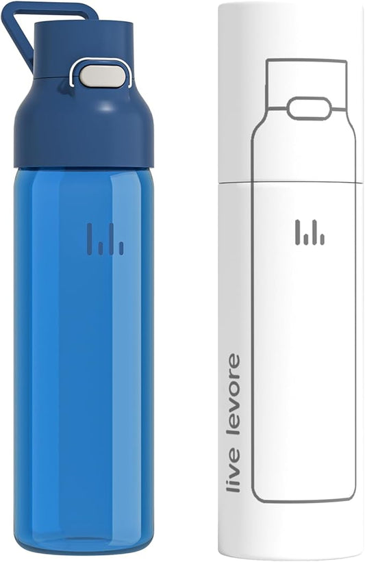750ml Leak Proof Water Bottle with Flip Top Lid, BPA-Free USA Tritan Drink Bottle, Dishwasher Safe for Office, Outdoor & Daily Use (Blue, 1 Pack)
