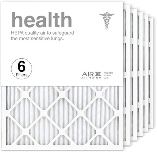 AIRX WICKED CLEAN AIR. 20x24x1 Air Filter MERV 13 Pleated HVAC AC Furnace Air Filter, Health 6-Pack, Made in the USA
