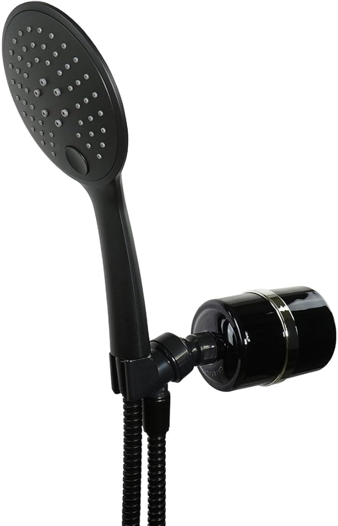 Crystal Quest Luxury Handheld Shower Power Filtration System - Black - BPA Free | 1.25-2.5 GPM | Reversible Cartridge | Great for Dechlorination