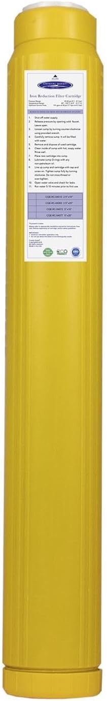 Crystal Quest Iron Filter Cartridge – Reduces Iron, Enhances Water Clarity, Protects Plumbing & Appliances, Long-Lasting Performance 2-7/8” x 20”