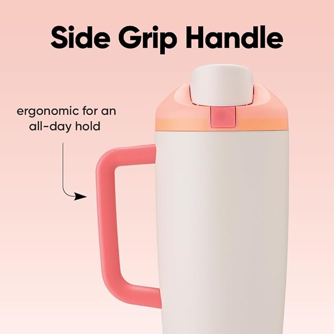 Owala FreeSip Tumbler - Stainless Steel-40-oz.-Orange/Tan(Sparkling Sherbet)