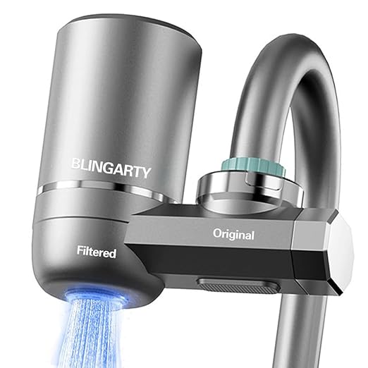 Faucet Mount Water Filter, Water Filter for Sink Faucet, Sink Water Filter with UV Light 99% Filtration Removes Impurities, NSF Certified Tap Water Purifier (Incl. 1 Filter, 13 adaptors)