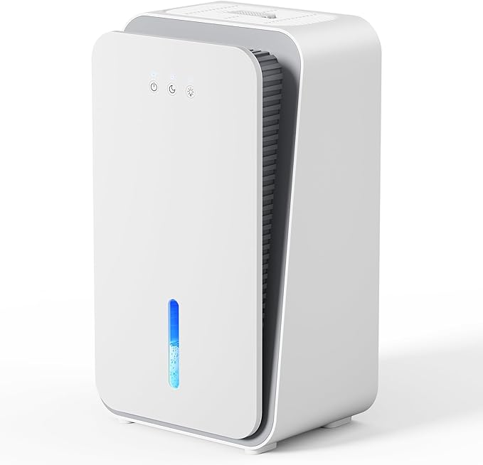 Dehumidifier for Home, 1000 sq.ft Dehumidifier with Auto Shut Off, 7-Color LED Light Built-in Aromatherapy Diffuser, Ultra-Quiet Dehumidifiers for Bedroom, Bathroom, Basement (White)