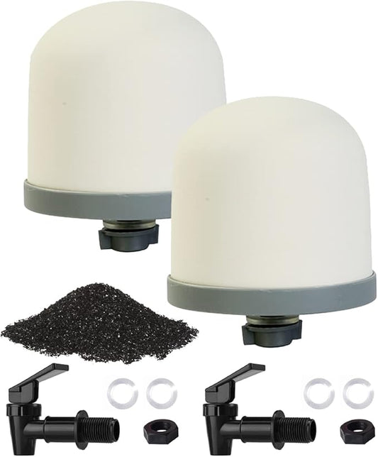 HUINING Replacement Ceramic Dome Water Filter with Coconut Shell Activated Carbon and Faucet Kit for Countertop,Household Water Bucket, Water Cooler Filtration Systems Water Pitcher