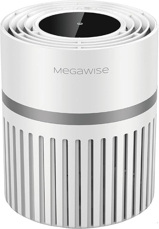 MEGAWISE EPI810 Air Purifier Equipped with Genuine HEPA Filter, Covering an Area of up to 215 sq ft, Addresses Airborne Particulates, Pet Dander & Odors, and Low-decibel Air Filters.