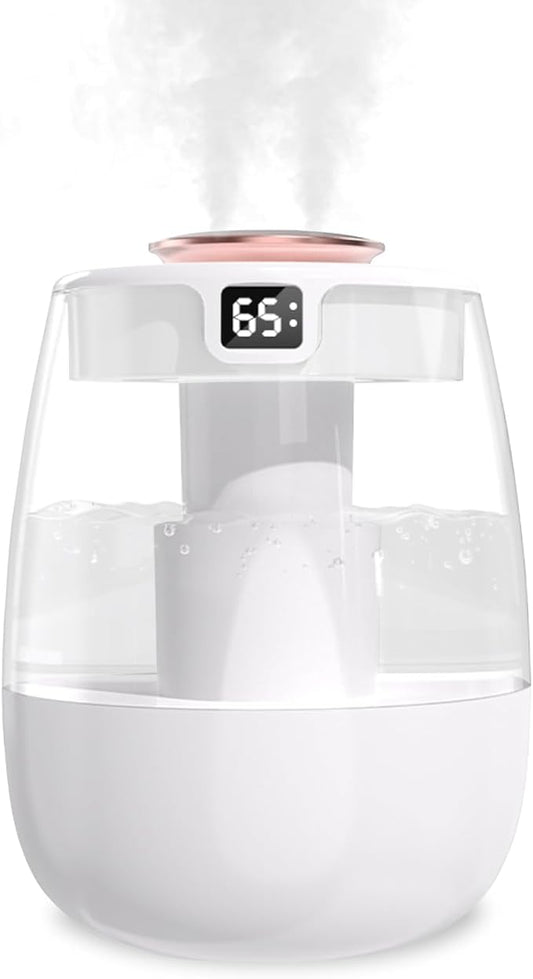 VENTISOL Small Humidifier for Bedroom, 1.3L Portable Cool Mist Humidifie with Light and 10/20 H Timer Sprays, Mini Personal Desk Air Humidifier with USB Cable, for Small Room, Plants