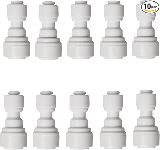 10 PCS OD Reducing Union Connector 1/4 inch to 3/8 inch OD Quick Straight Push Connector Water Tube Pipe Fitting Kit for RO Water Systems Purifiers Filters