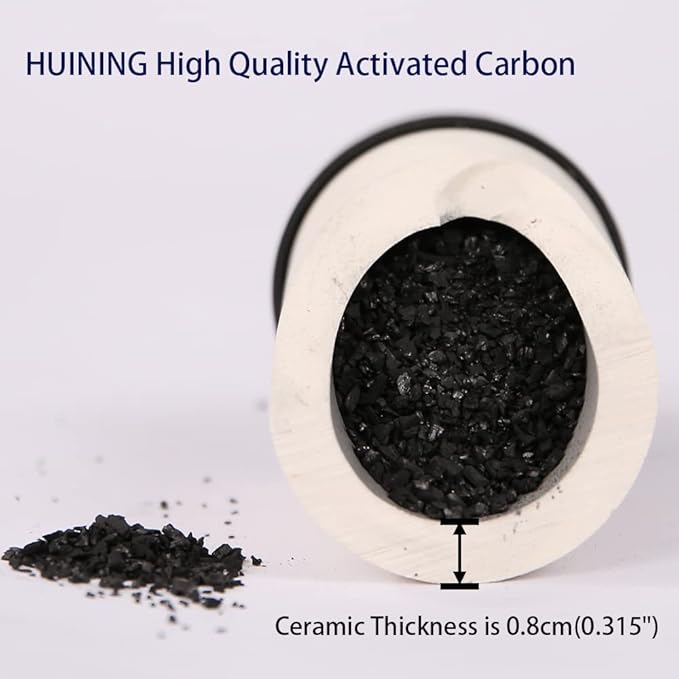 HUINING 2PCS 7" Ceramic Filter Candle Activated Carbon Replacement Filters Compatible with ProOne and Berkey Countertop Gravity Water Filter System, Household Water Bucket,Water Cooler Filtration