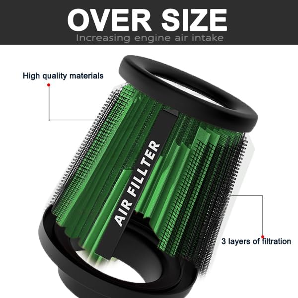 muge racing Universal 3 Inch 76mm Air Intake Filter Replacement Cone Air Filters Quality Dry Air Filter