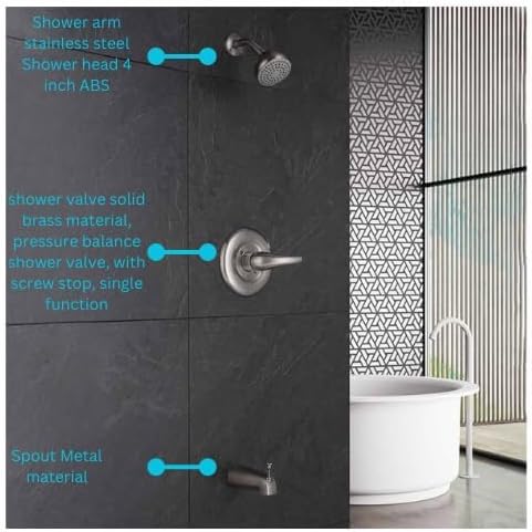 Shower Set with Trim Kit, Galim GL-SD, Shower Head & Faucet Set Complete with Valve, Shower Fixtures, Tub and Shower Trim Kit, Bathtub Shower Faucet set, Single Handle Pressure Balance, Chrome