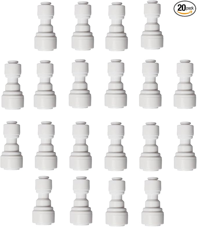 20 Pack 1/4" to 3/8" OD Push to Connect Reducer Union - Straight Tube Fitting Kit for RO Water System & Filters