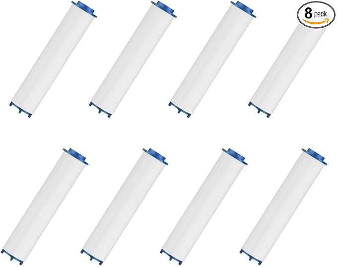 Shower Head Replacement Filter Cartridge 8-Pack - High Capacity PP Cotton Shower Filter for Detachable Heads, Reduces Chlorine & Sediment (Family Use Water Purification System)