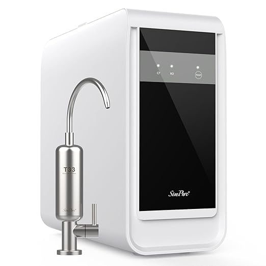 SimPure Q3-600T Reverse Osmosis System, 600 GPD Under Sink RO Water Filtration with T33 Faucet, 8 Stage Tankless RO Water Filter, Near 0 TDS, Improve Taste, CEC/FCC Listed