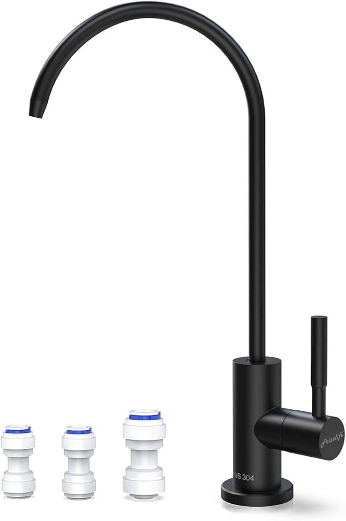 Frizzlife RO Water Filter Faucet- Drinking Water Faucet fits Most Reverse Osmosis System & Water Filtration System-SUS304 Stainless Steel, Black