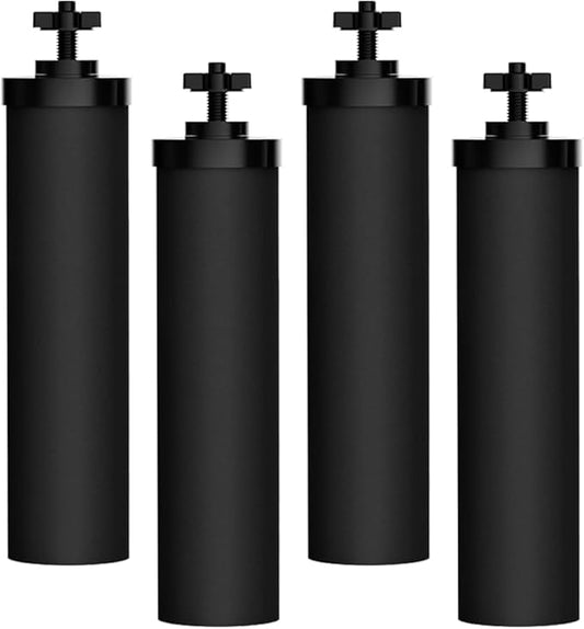 Filterlogic NSF/ANSI 372 Certified Water Filter, Replacement for Berkey® BB9-2® Black Purification Elements and Berkey® Gravity Filter System, Waterdrop King Tank Gravity-fed System, Pack of 4