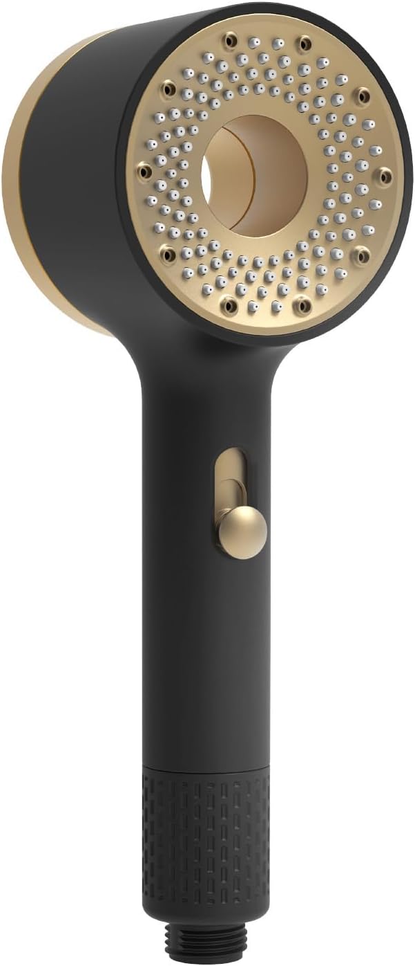 Handheld Filtered Shower Head, High Pressure, Reduce Impurities for Healthier, Skin & Hair, with NSF Certified Filtration for Hard Water Shower Filter & Vitamin C Aroma Ring (Black Gold)