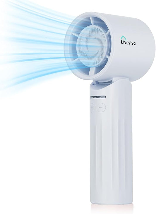 Handheld fan, adjustable blowing angle, mini portable turbo fan, USB Type-C rechargeable, infinitely variable speed high-speed personal fan, 11 Hours Battery Life(Candy Blue)