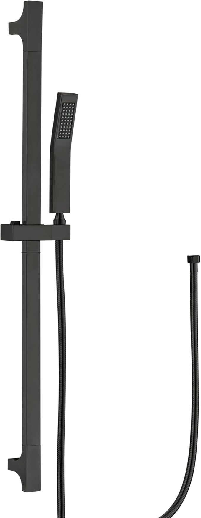 Matte Black Handheld Shower with Slide Bar Square Handheld Shower Head with Hose High-Pressure Shower Head with 29" Long Slide Bar Combo Adjustable Height