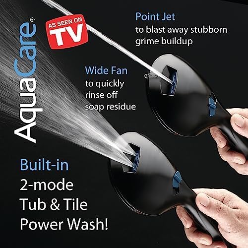 Hotel Spa AquaCare for California As-Seen-On-TV High Pressure Handheld Rain 50-mode 3-way Shower Head Combo, Anti-clog Jets, 2-mode Tub & Pet Power Wash, Wall Bracket, 6 ft. Hose, Matte Black