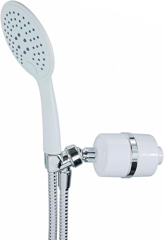 Crystal Quest Luxury Handheld Shower Power Filtration System - White - BPA Free | 1.25-2.5 GPM | Reversible Cartridge | Great for Dechlorination