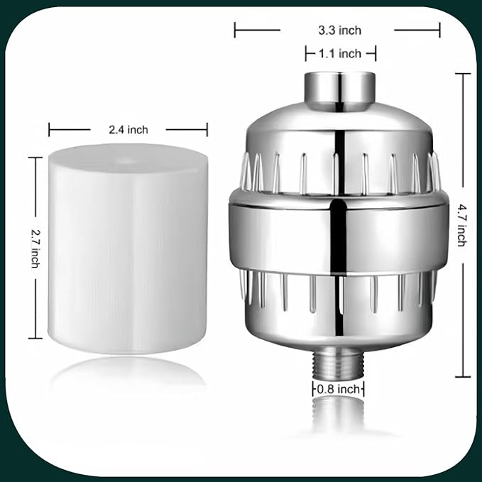 20-Stage Showerhead Filter for Hard Water Heavy Metals and Sediments， Reduces Dry Skin, Dandruff and Eczema - Improves Skin, Hair and Nails - High Output Filtered Shower Head, Consistent Flow