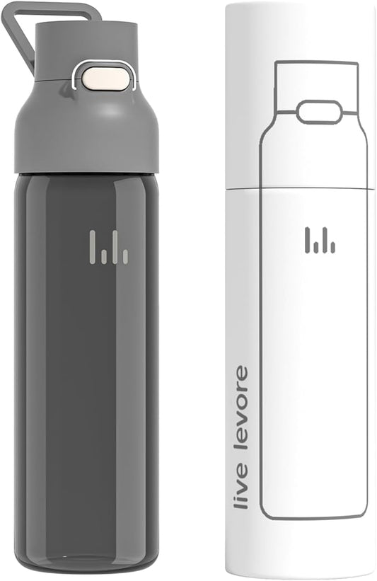 750ml Leak Proof Water Bottle with Flip Top Lid, BPA-Free USA Tritan Drink Bottle, Dishwasher Safe for Office, Outdoor & Daily Use (Grey, 1 Pack)