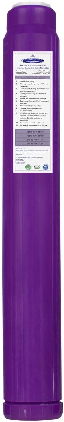 Crystal Quest SMART + Aluminum Oxide Water Filter Cartridge – Reduces Fluoride & Chlorine – 1-Micron Filtration for Clean, Great-Tasting Water – Long-Lasting Performance 2-7/8" x 9-3/4"