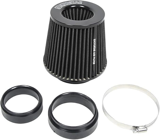 Kyostar 3/3.5/4inch Inlet Cold Air Intake Cone Replacement Performance Washable High Flow Dry Air Filter, Black