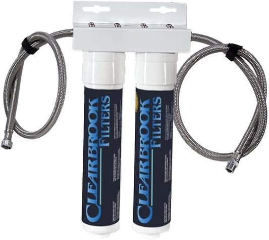 Clearbrook 12-Inch Dual Filter System, Fluoride & Gen4 Filters, Under Sink Water Filter, Dual Stage Filtration, Kitchen Sink Compatible, 8K Gallons Capacity, Quick Install