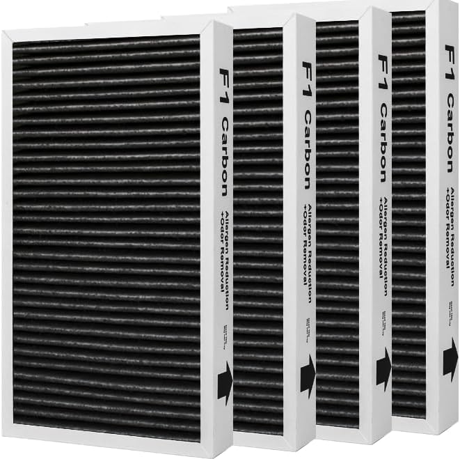 4 Packs F1 Carbon Allergen Reduction+Odor Removal, F1 HEPA Replacement Filter for Air Purifier Compatible with 3M Filtrete C01 T02 Room Air Purifier FAP-C01-F1&FAP-T02-F1