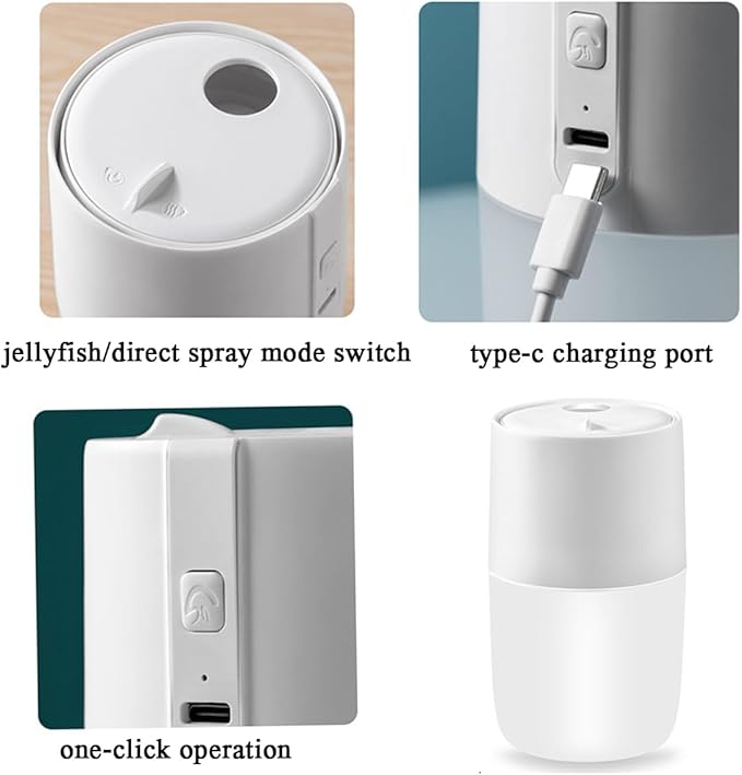 Small Humidifier,Jellyfish Mist Effect,LED Mood Lights,Dynamic Aroma Diffuser for Home,Bedroom & Office (White)