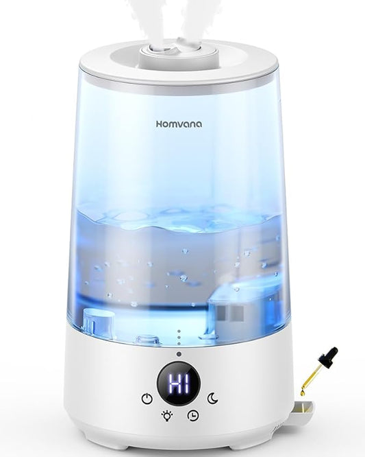 Homvana 3.6L Cool Mist Humidifiers for Bedroom, Large Room, House, Office, Living Room, 34H Top Fill, Aroma, Essential Oil Diffuser for Home, Portable Mini Air Humidifier for Hotel Scent (Transparent)
