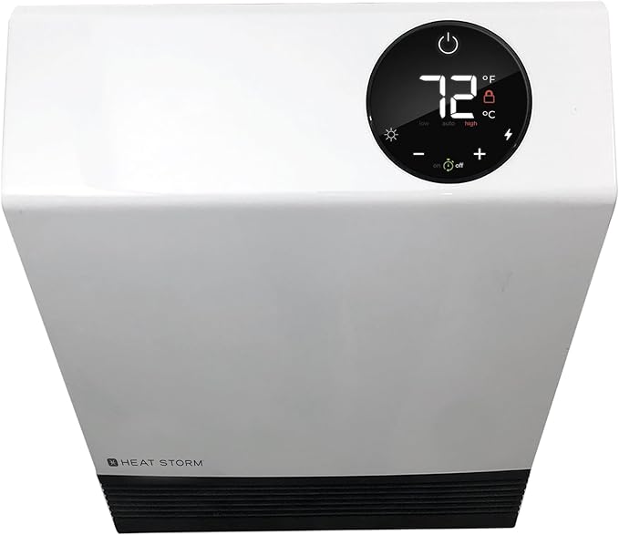 Heat Storm Deluxe Space 1000 Watt Infrared Wall Mount Electric Heater, White