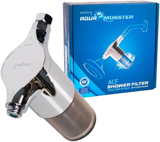 Aquamonster ACF Shower Filter | NSF Certified Chlorine Removal | 21,000 Gallon Long Life | Skin & Hair Moisture Care | Easy Install | Korean Technology | by Coolang