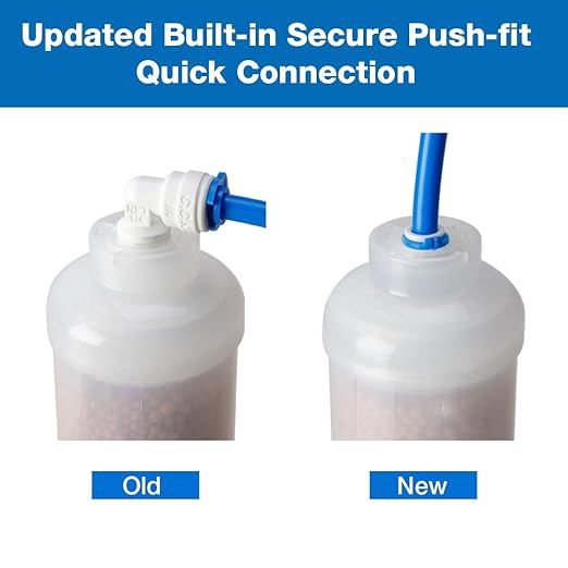 iSpring FA15 Alkaline Inline Water Filter Cartridge, 10” x 2” with 1/4” Quick Connect, NSF Certified, Add-on for RO Systems, Balances pH & Restores Minerals, 3-Layer Replacement Filter