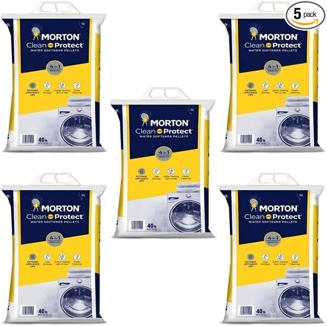 (5 Pack) - 40lb bags, Clean and Protect Water Softener Salt. Extends appliance Life; Reduces Hard Water Build Up