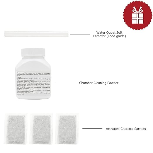 ROVSUN【Upgraded】1.1 Gallon/4L Water Distiller w/Flame-Retardant Material, BPA-Free Container & Stainless Steel Interior for Home, Distilled Water Machine Countertop, Distilling Pure Water Maker, 750W