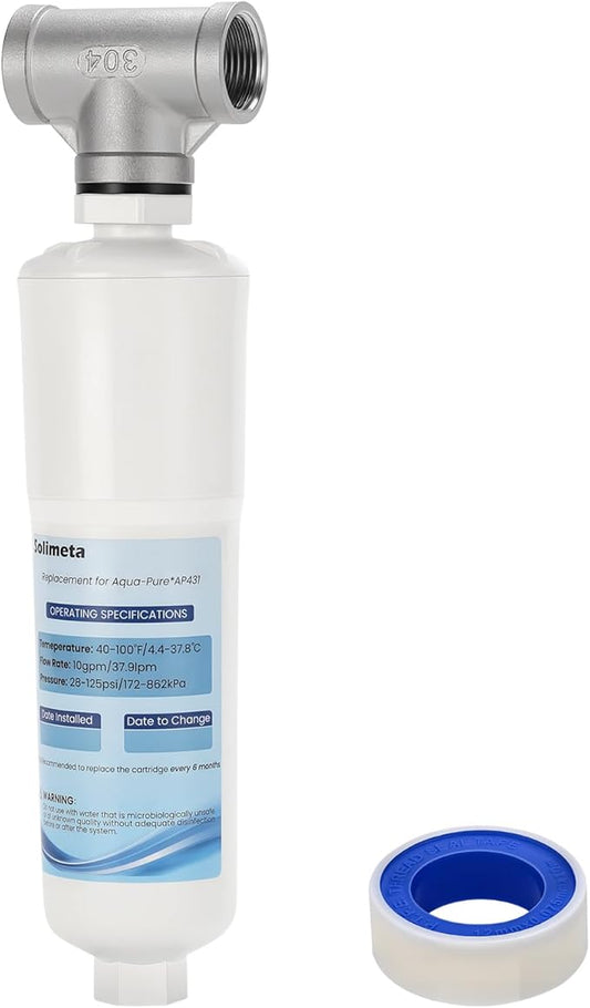 Solimeta Scale Inhibitor Filter Cartridge for 3M Aqua-Pure AP430SS/AP431, 3/4" NPT, 10 GPM Whole House Anti-Limescale, BPA-Free, Leak-Proof