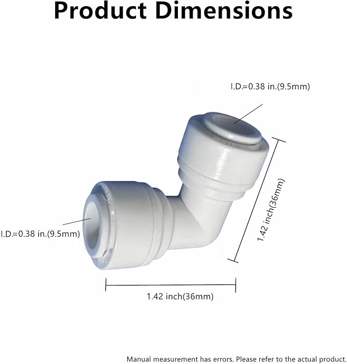 10 Pack 3/8 RO Tubing Elbow Connector 90 degree 3/8 Water Line Fittings Push to Connect Fittings for RO/DI Water Filter System/aquarium